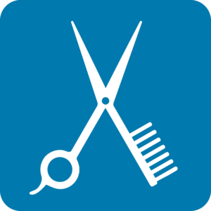 UEBA Ueberbetriebliche Lehrausbildung Friseur:in (Stylist:in) Icon das eine Kammschere zeigt
