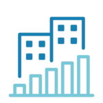 Icon von Gebäuden und Balkendiagramm